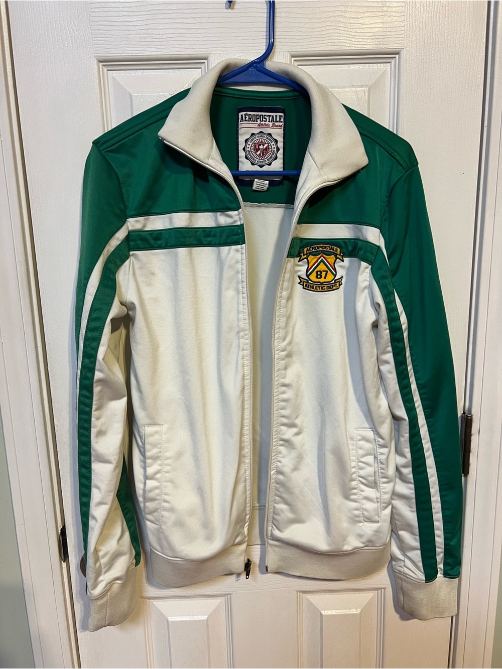 Aeropostale Vintage 80s/90s Green & White Track Jacket
